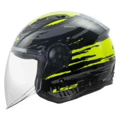 Casco Jet Ls2 Of616 Airflow II Brush Black H-v Yellow