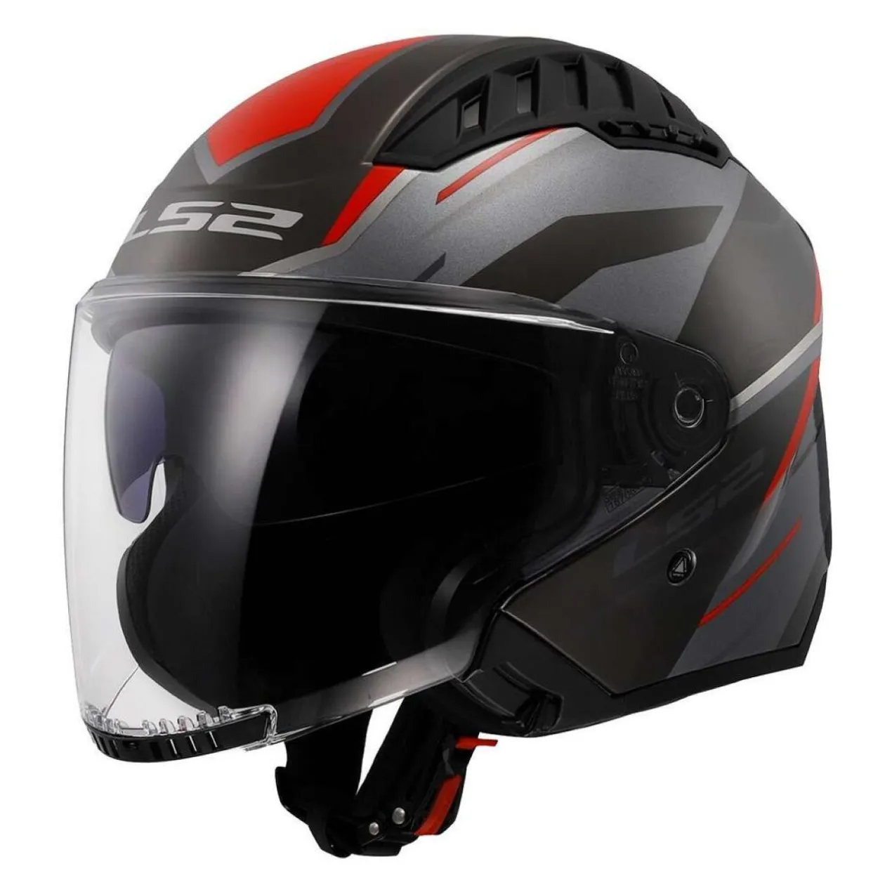 Casco Jet Ls2 Of600 Copter II Diston Grey Red
