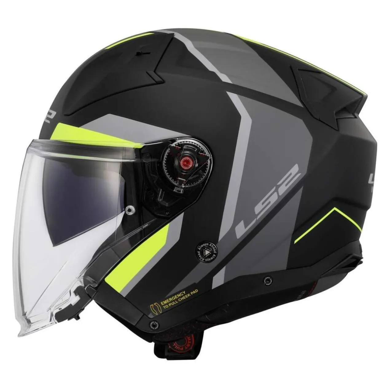 Casco Jet Ls2 Of603 Infinity II Focus M.black H-v Yell.