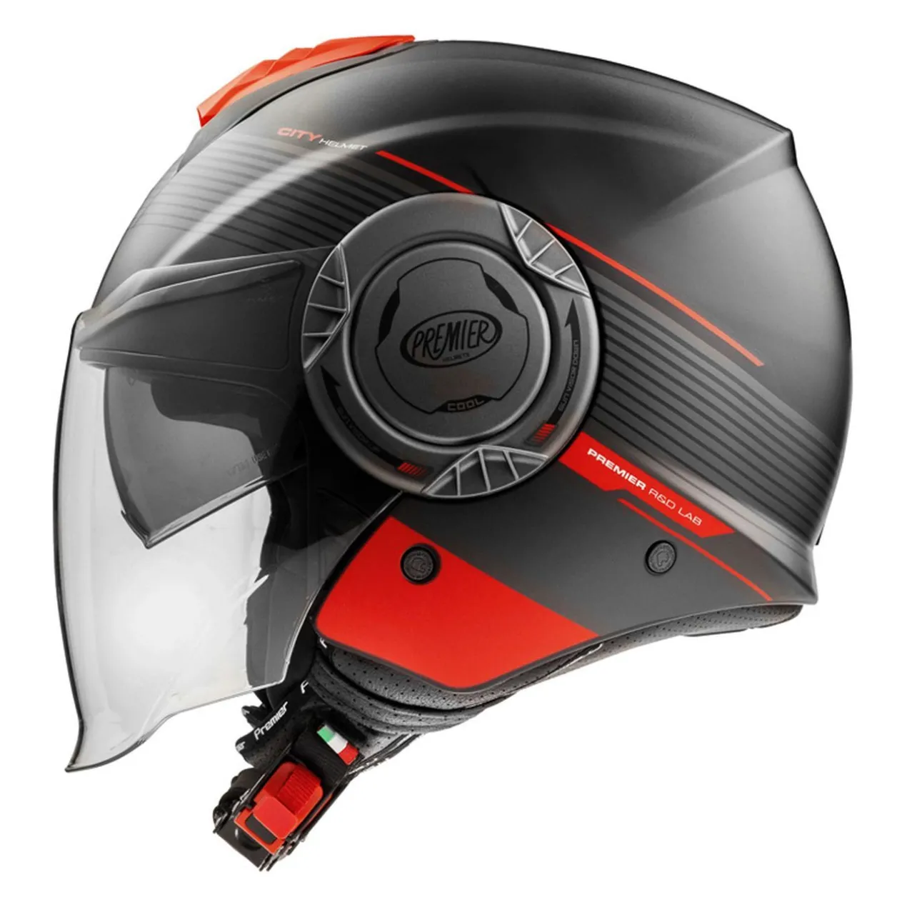 Casco Jet Premier Cool Evo con Sunvisor Nero rosso opaco