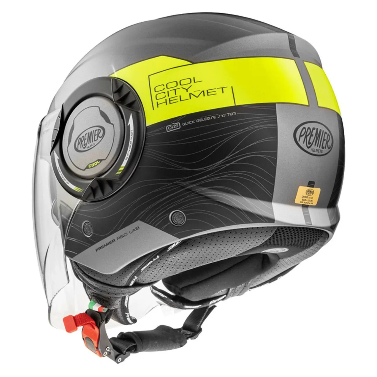 Casco Jet Premier Cool Evo con Sunvisor Nero Giallo Opaco