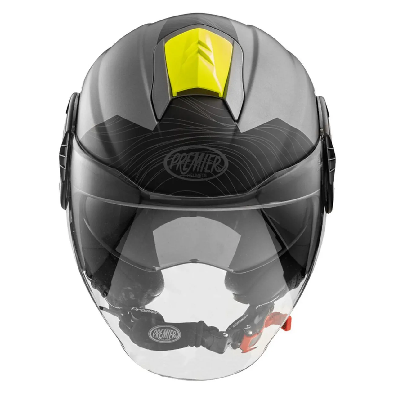 Casco Jet Premier Cool Evo con Sunvisor Nero Giallo Opaco