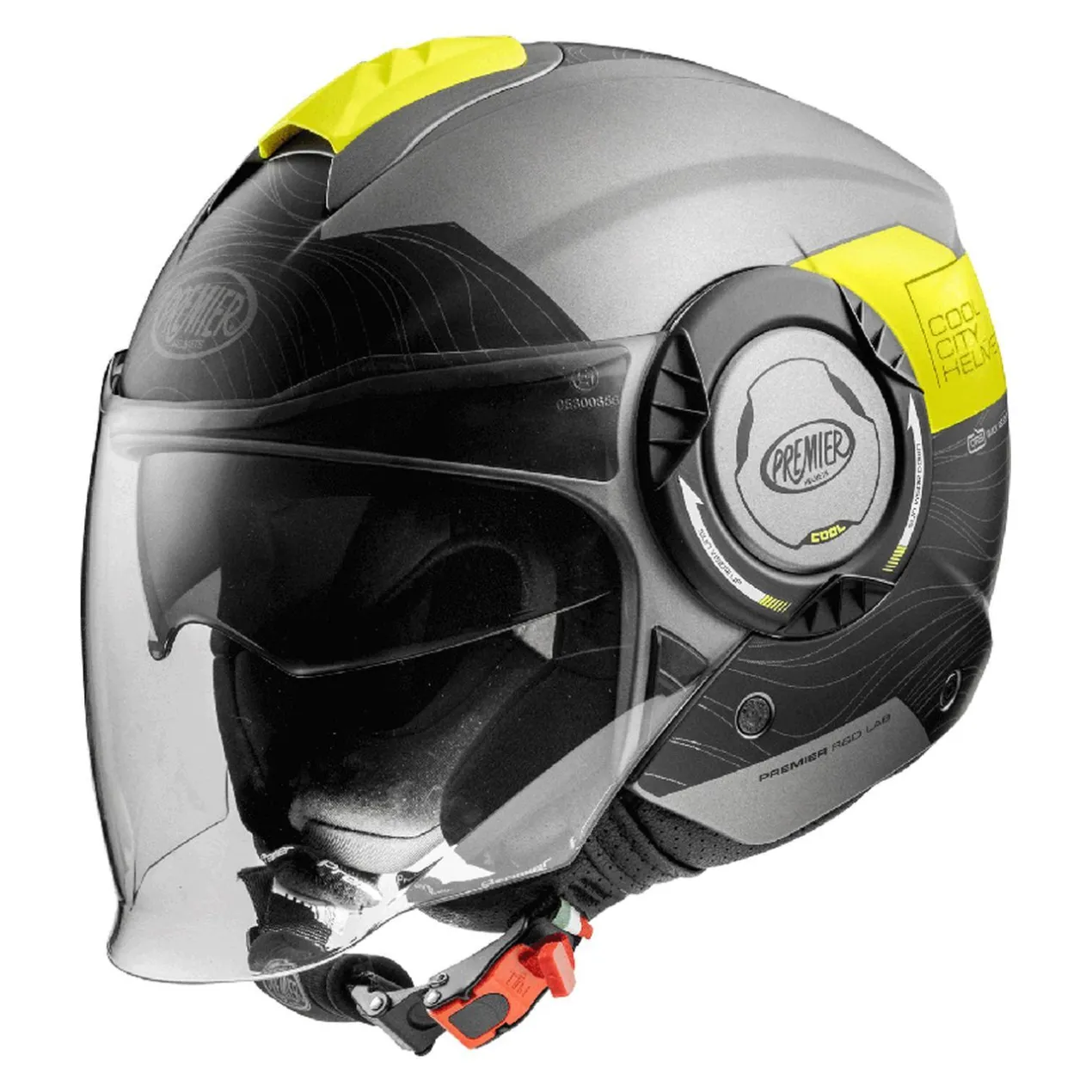 Casco Jet Premier Cool Evo con Sunvisor Nero Giallo Opaco