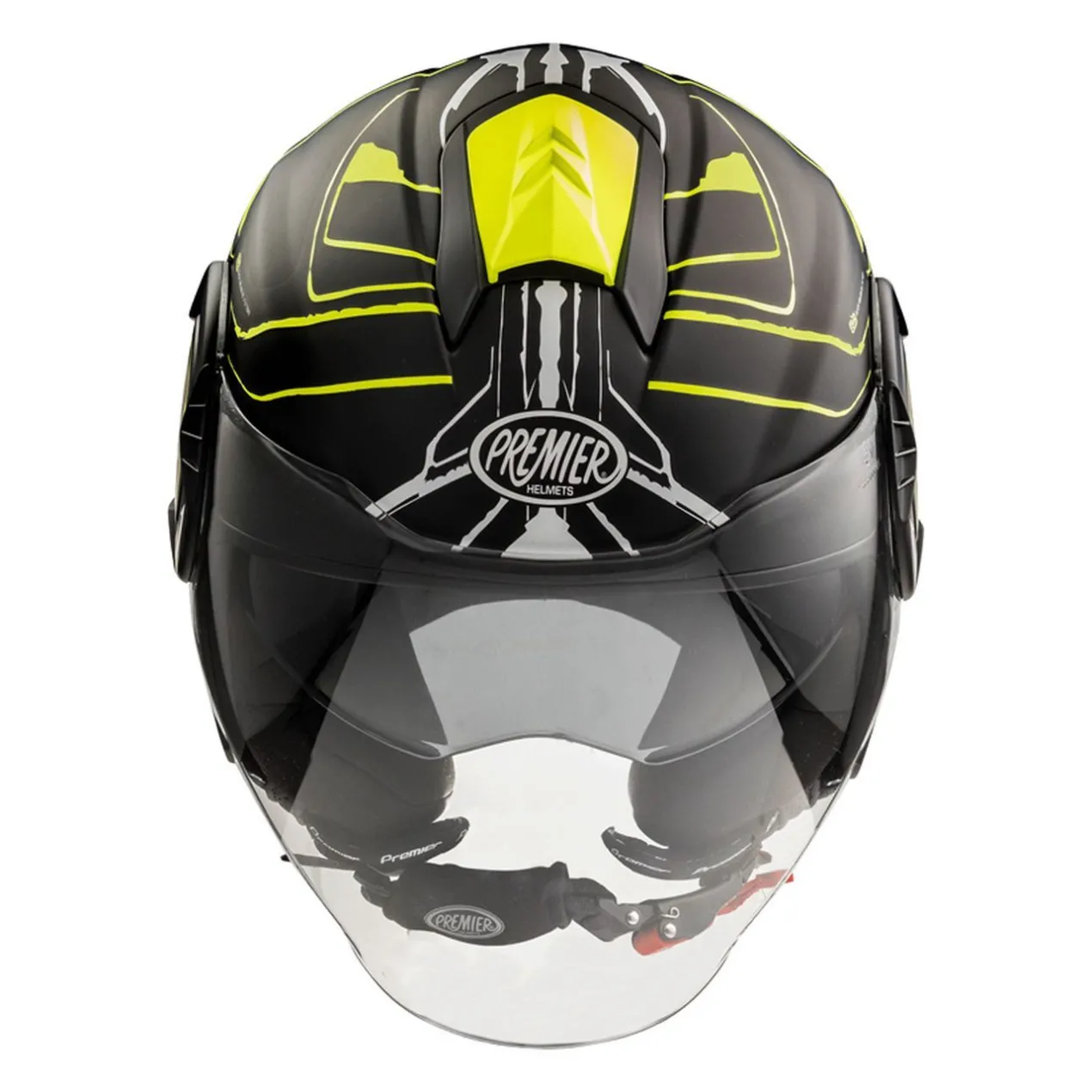 Casco Jet Premier Cool Evo con Sunvisor Nero Giallo Opaco