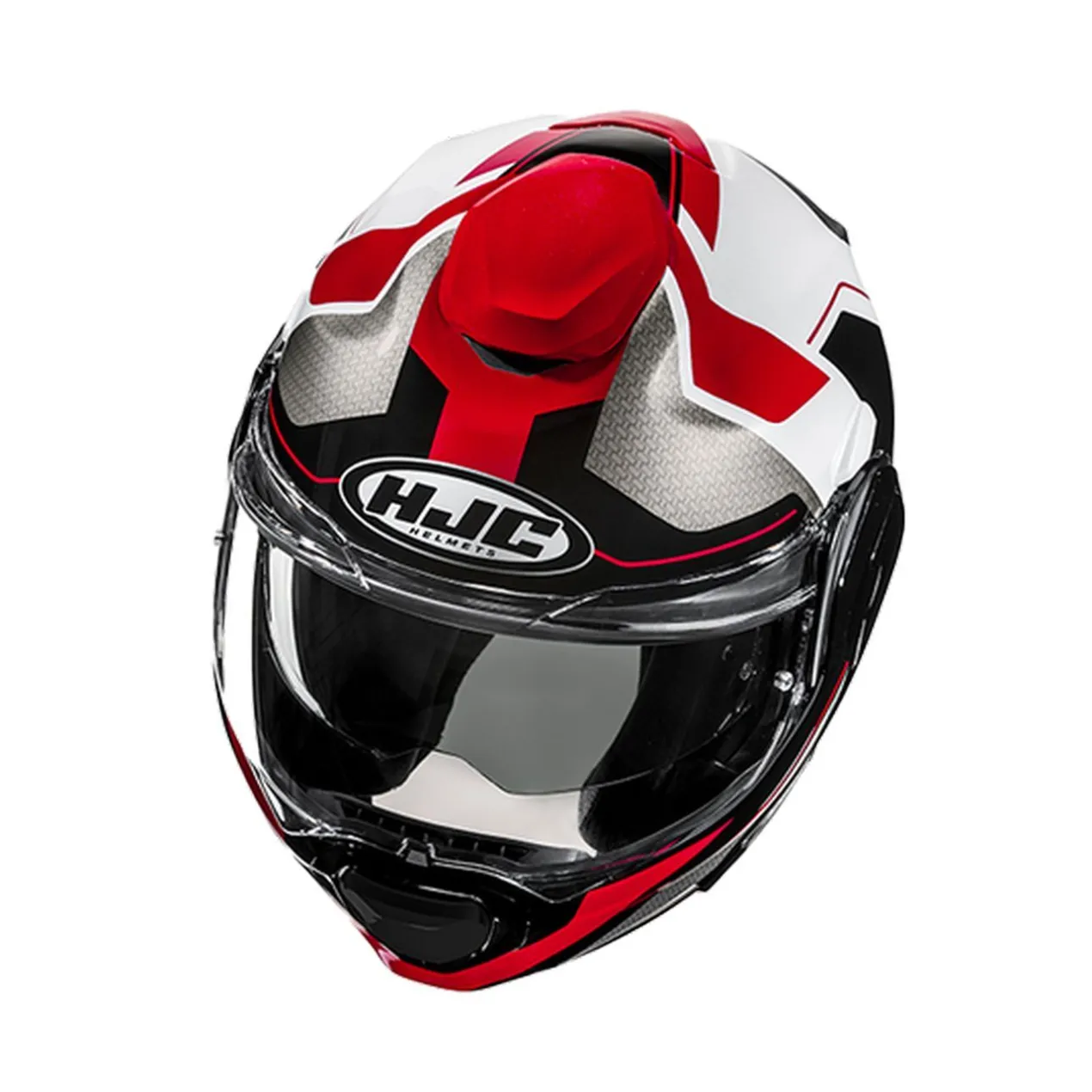 Casco Modulare Hjc F100 Bios Mc1 Rosso Bianco Gri