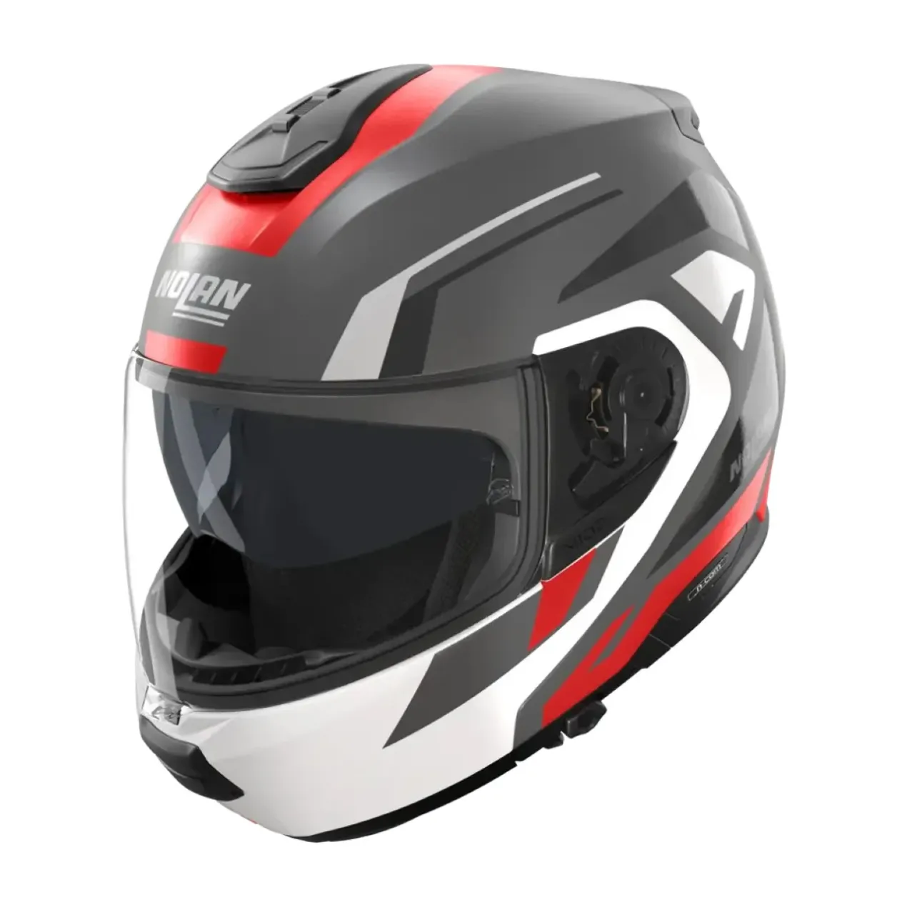 Casco Modulare Nolan N100-6 Cinetico Grigio Lava Bianco Rosso