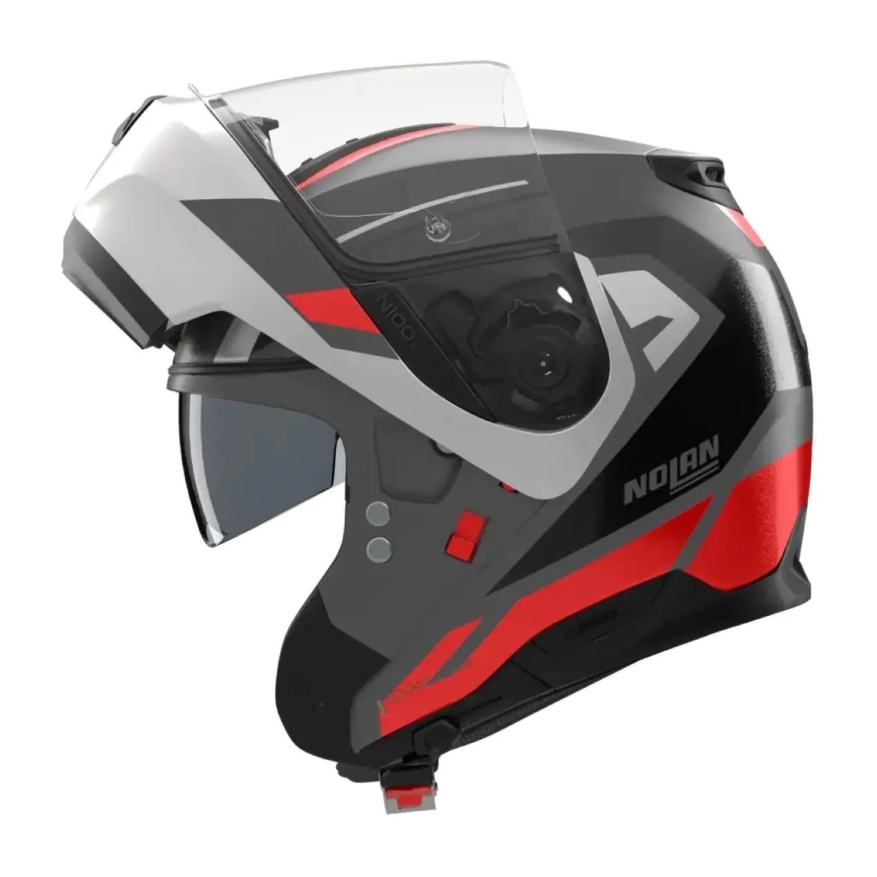 Casco Modulare Nolan N100-6 Cinetico Grigio Lava Bianco Rosso