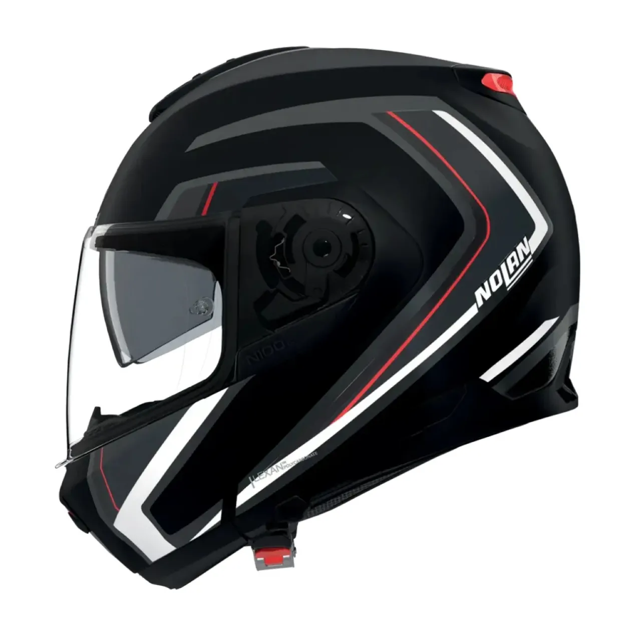 Casco Modulare Nolan N100-6 Radiante Nero Argento Rosso