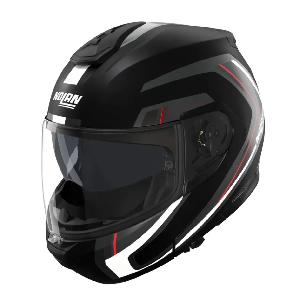 Casco Modulare Nolan N100-6 Radiante Nero Argento Rosso