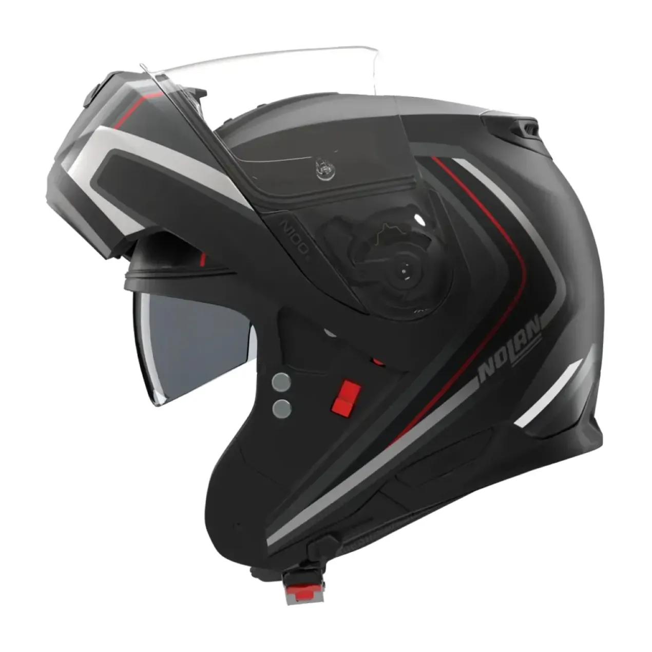 Casco Modulare Nolan N100-6 Radiante Nero Argento Rosso