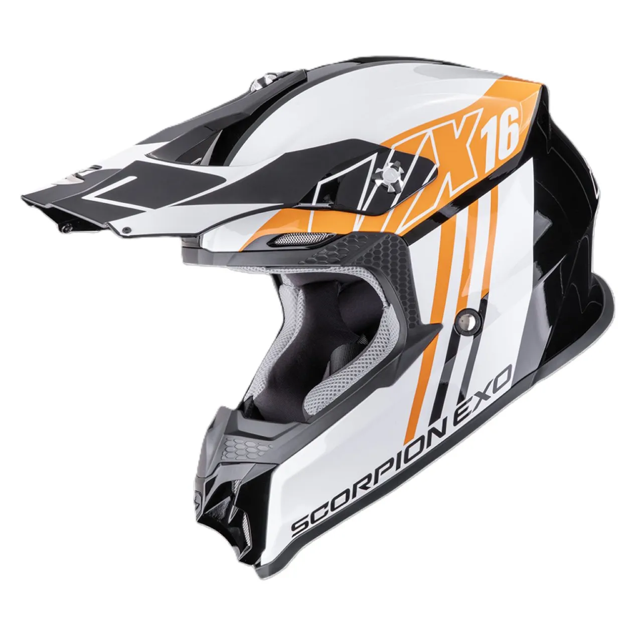 Casco Motocross Scorpion Vx-16 Evo Air Lignes Nero Arancione