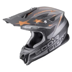 Casco Motocross Scorpion Vx-16 Evo Air Patriot Argento Nero Rame