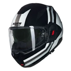 Casco Nolan N120-1 Lineo Nero Bianco Argento