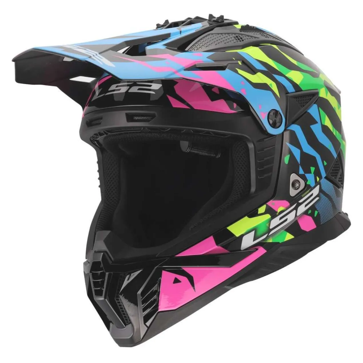 Casco Off-road Ls2 Mx708 Fast II Grotesk Blue Pink Green