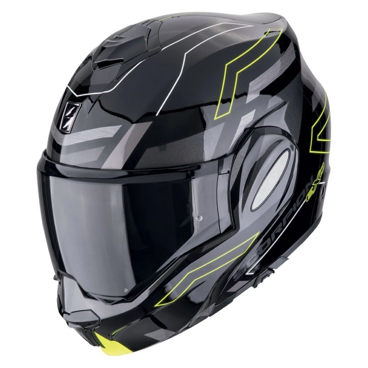 Casco Scorpion Exo-tech Evo Conquer Nero-neon Giallo