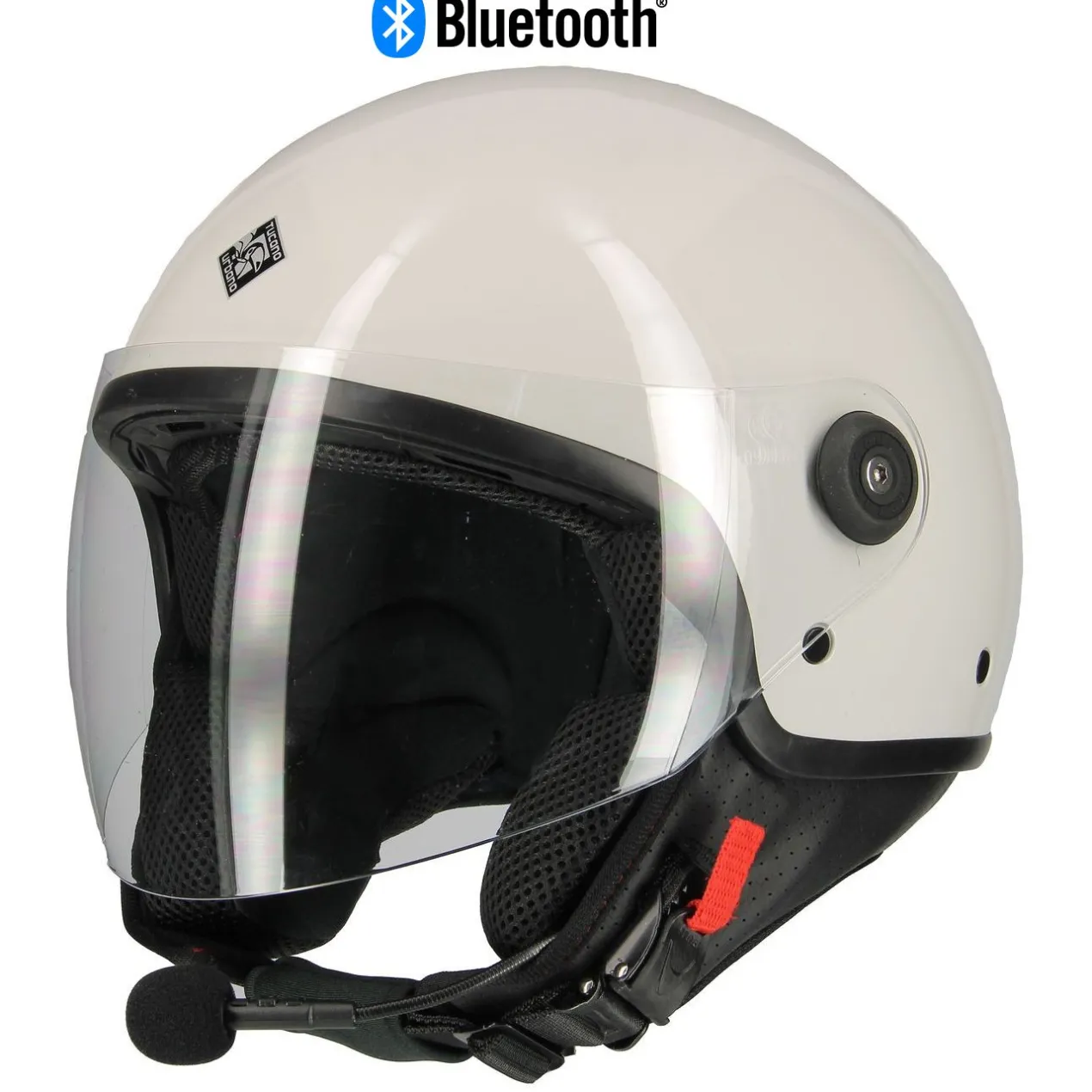 Casco Tucano El'jettin Con Bluetooth Integrato Bianco Ghiaccio Lucido