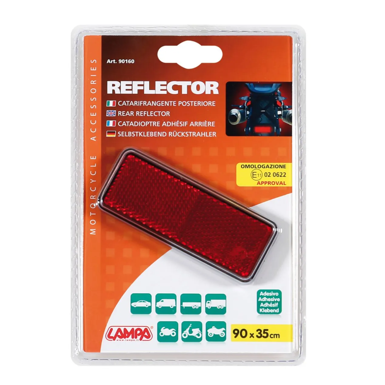 Catarifrangente Rettangolare Rosso Lampa 90160