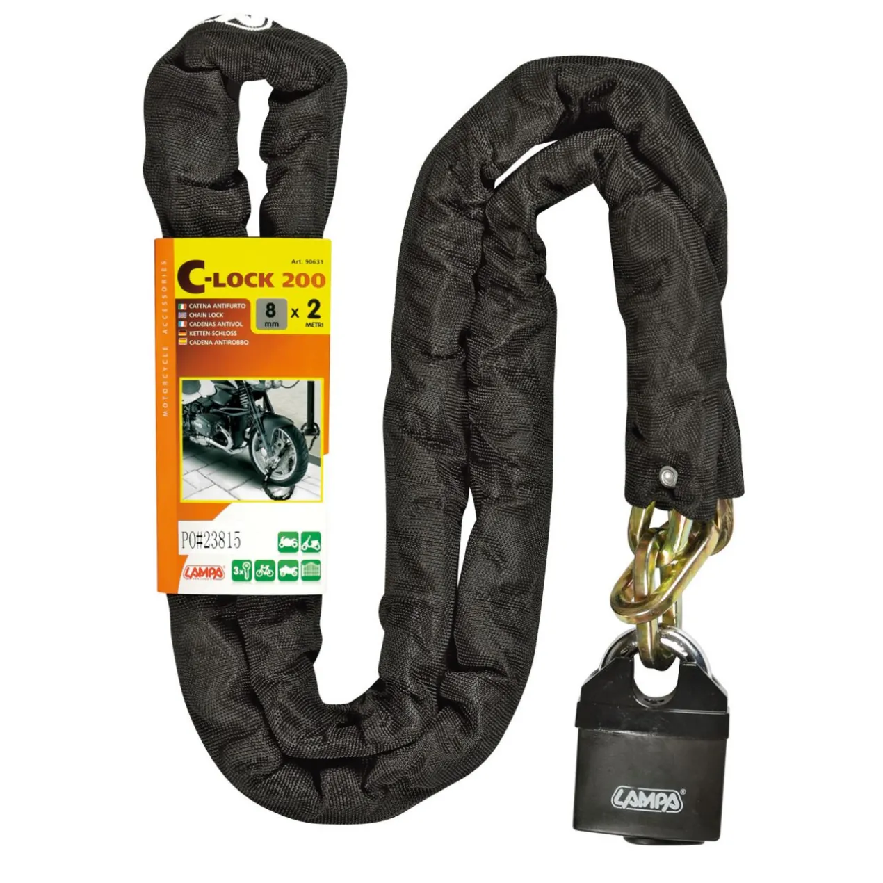 Catena Antifurto 8mm X 2m Con Lucchetto Lampa 90631