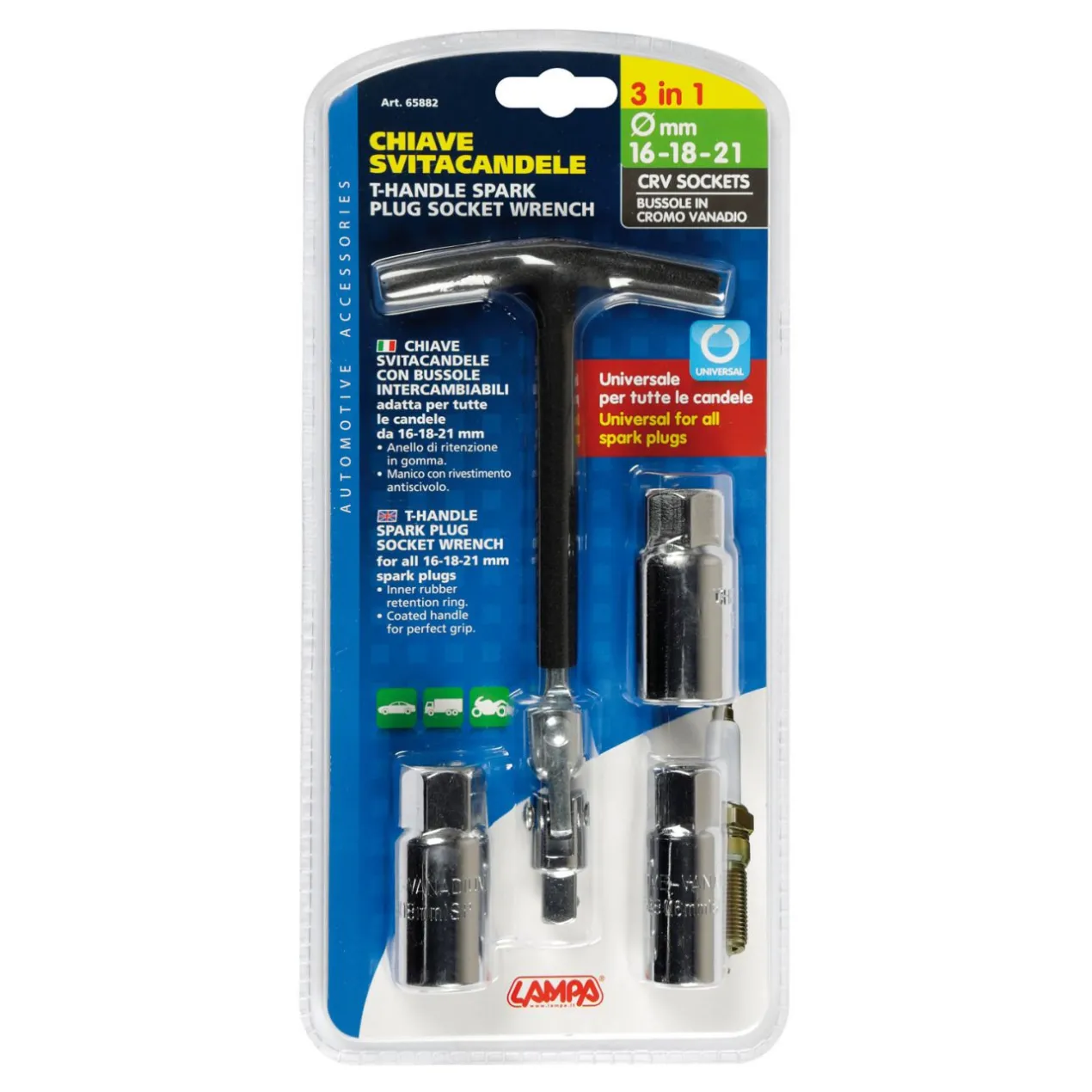 Chiave Svitacandele 16+21+18 Mm Con Manico Rivestito Lampa 65882