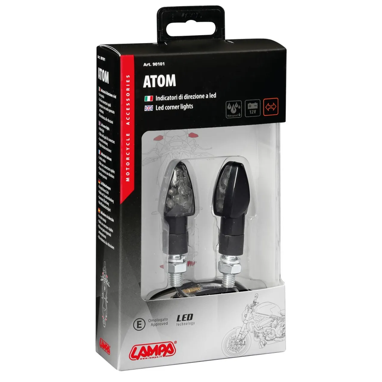 Coppia Frecce Nere Mod. Atom Led Vetro Bianco Lampa 90101