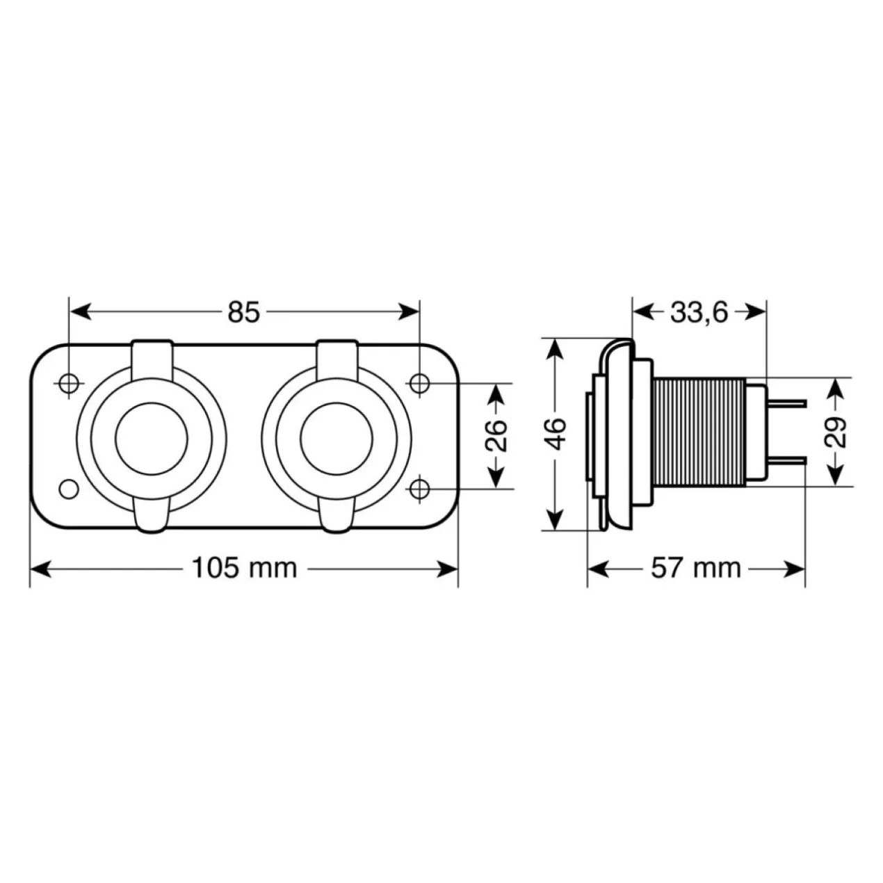 Doppia Presa Di Corrente Ext2 12/24v Impermeabile