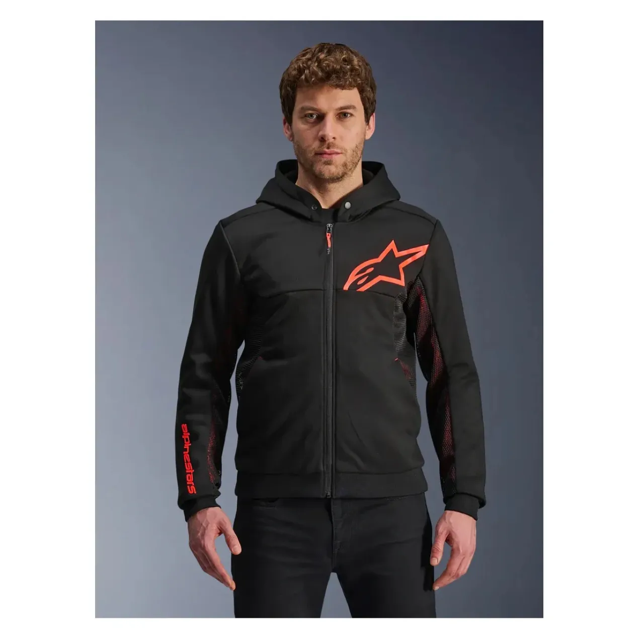 Felpa Alpinestars Chrome Air Sport Black Red Fluo