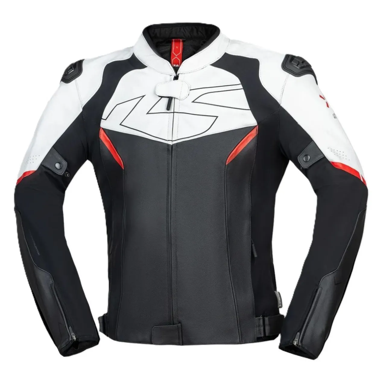 Giacca In Pelle Ixs Ace 1.0 Nero-bianco-rosso