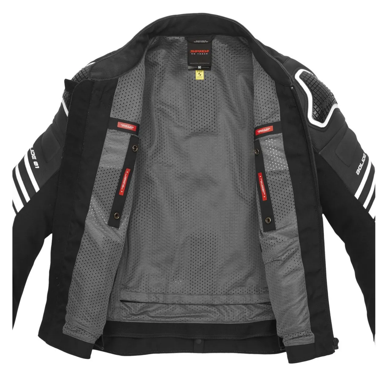 Giacca In Pelle Spidi Bolide Perf Nero/bianco