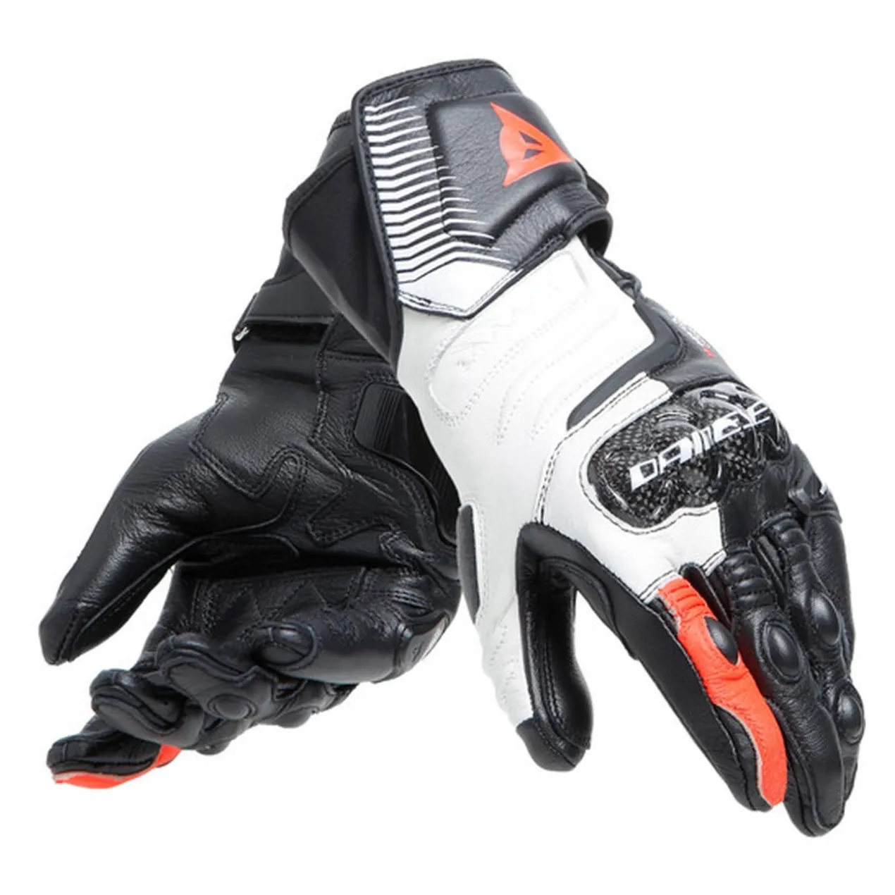 Guanti In Pelle Carbon 4 Lady Lunghi Black/white/fluo-red