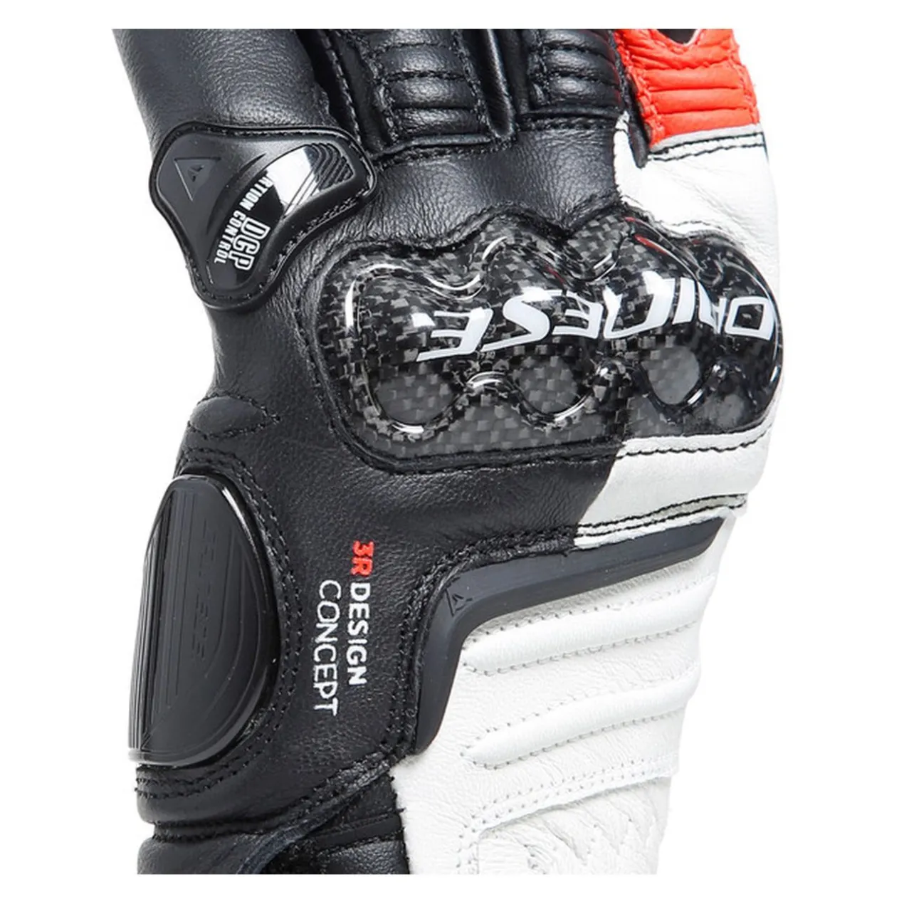 Guanti In Pelle Carbon 4 Lady Lunghi Black/white/fluo-red