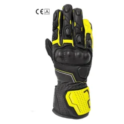 Guanti In Pelle Oj Sleek Nero/giallo Fluo