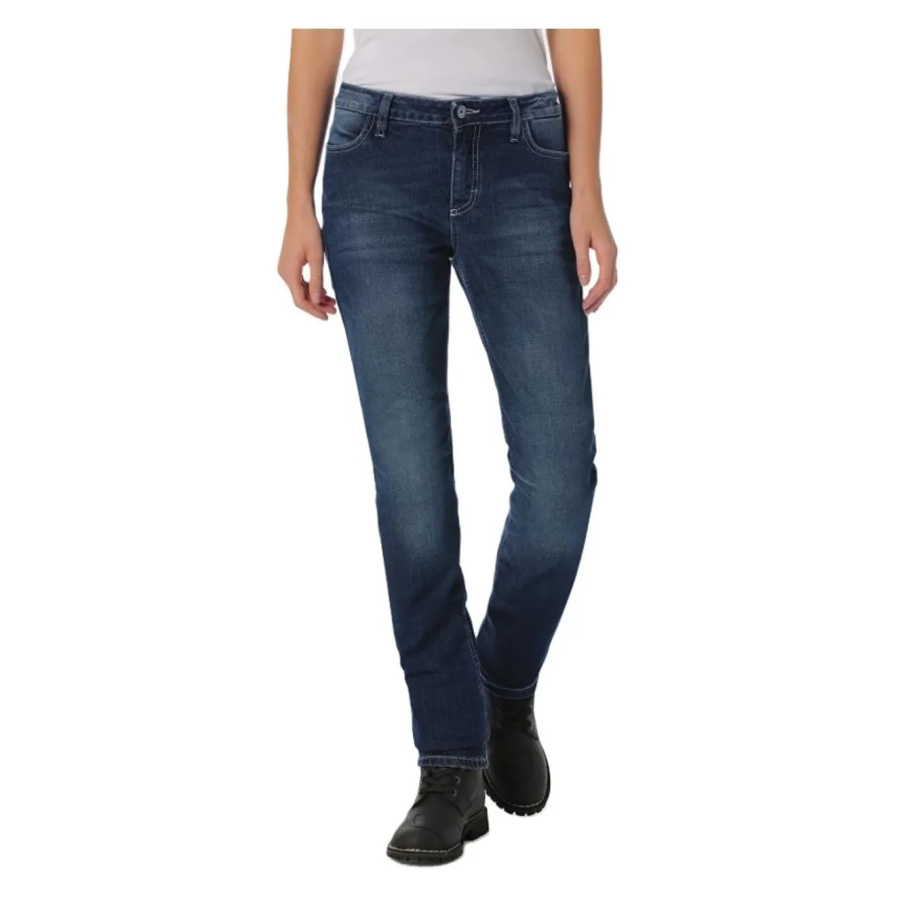 Jeans Moto Pmj New Rider Donna Made In Italy Blue