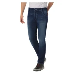 Jeans Moto Pmj New Rider Uomo Made In Italy Blue