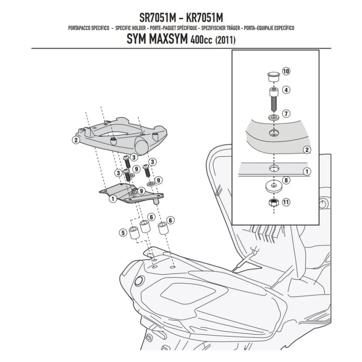 Portapacchi Monolock Givi Sym Maxsym 400 '11 Givi Cod. Sr7051m