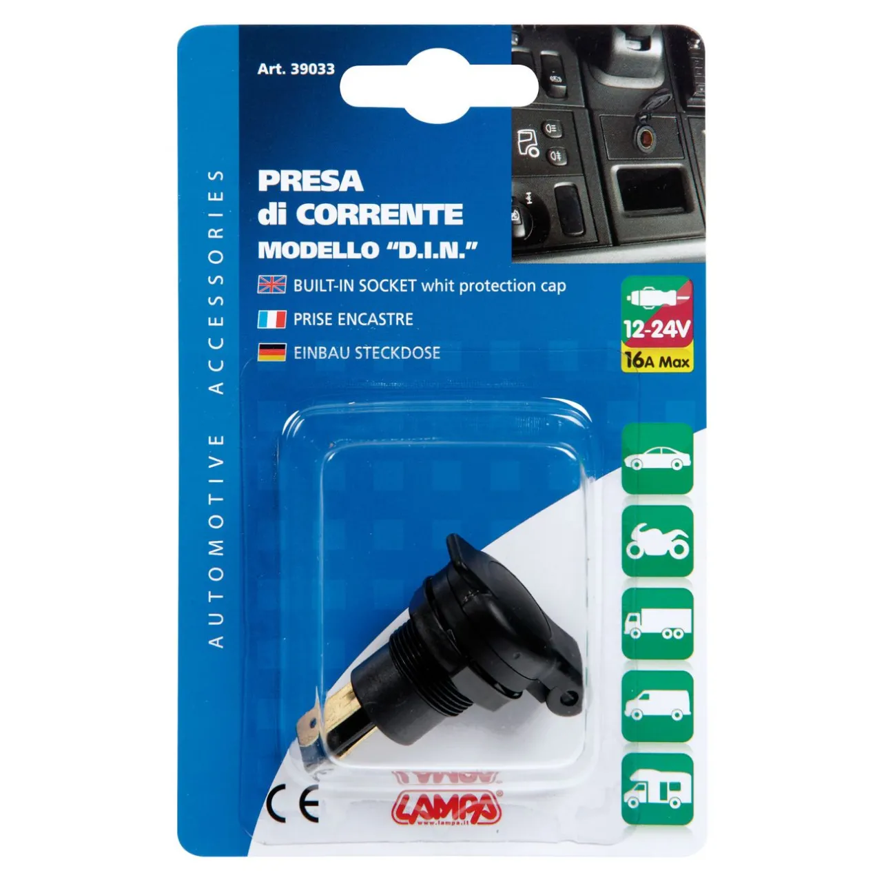Presa Di Corrente 12/24v Tipo Tedesco Lampa 39033