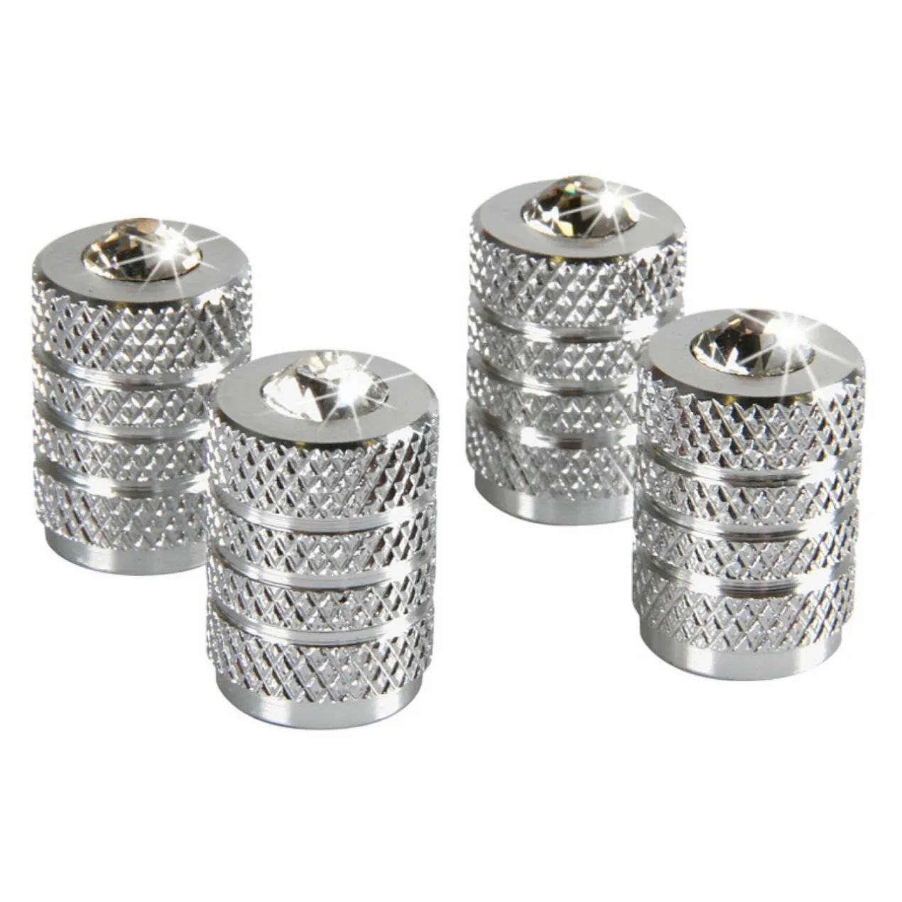 Set 4 Tappi Coprivalvola Alluminio + Cristalli