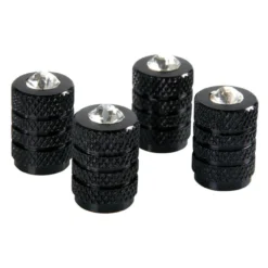 Set 4 Tappi Coprivalvola Neri + Cristalli