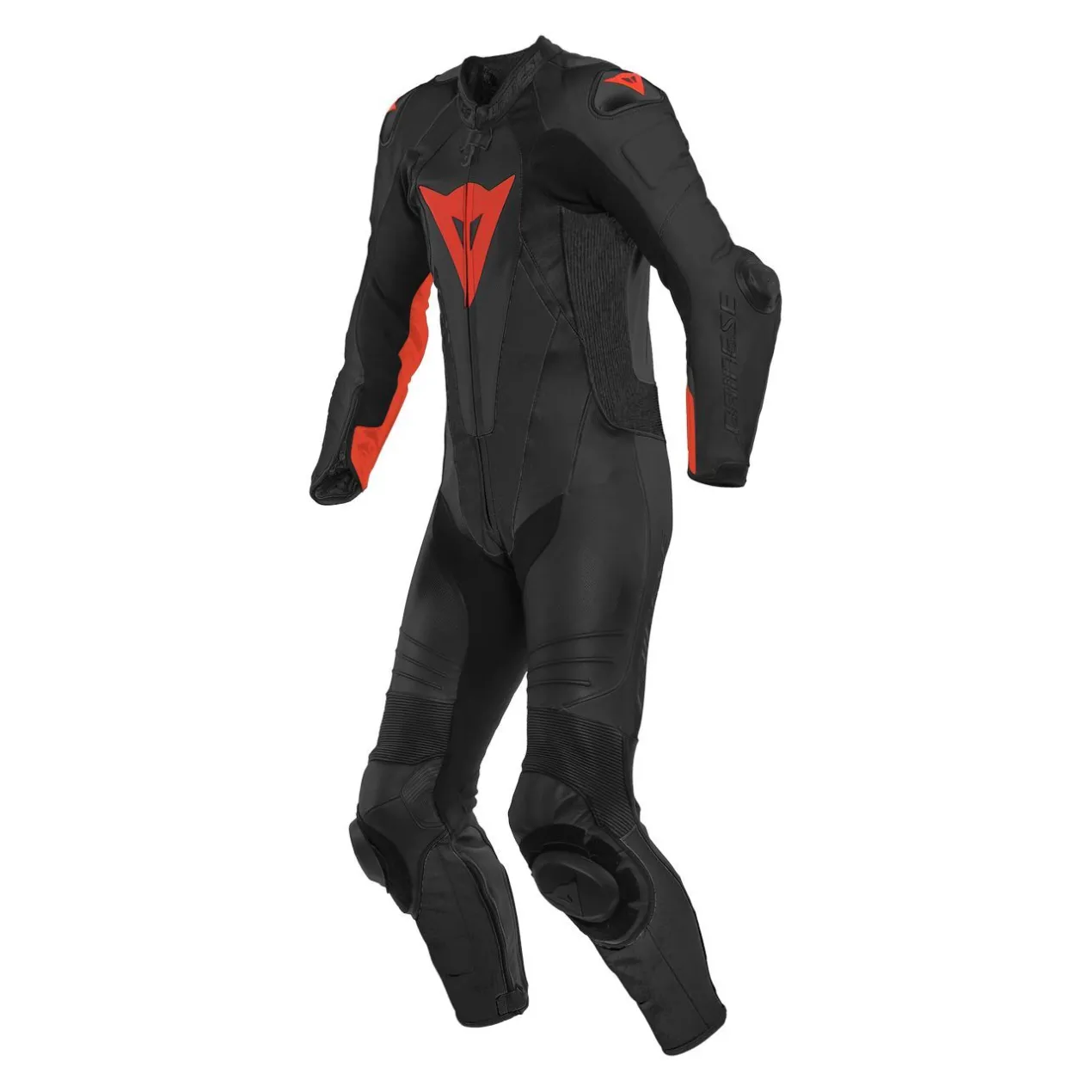 Tuta In Pelle Intera Traspirante Dainese Laguna Seca 5 Black/fluo-red